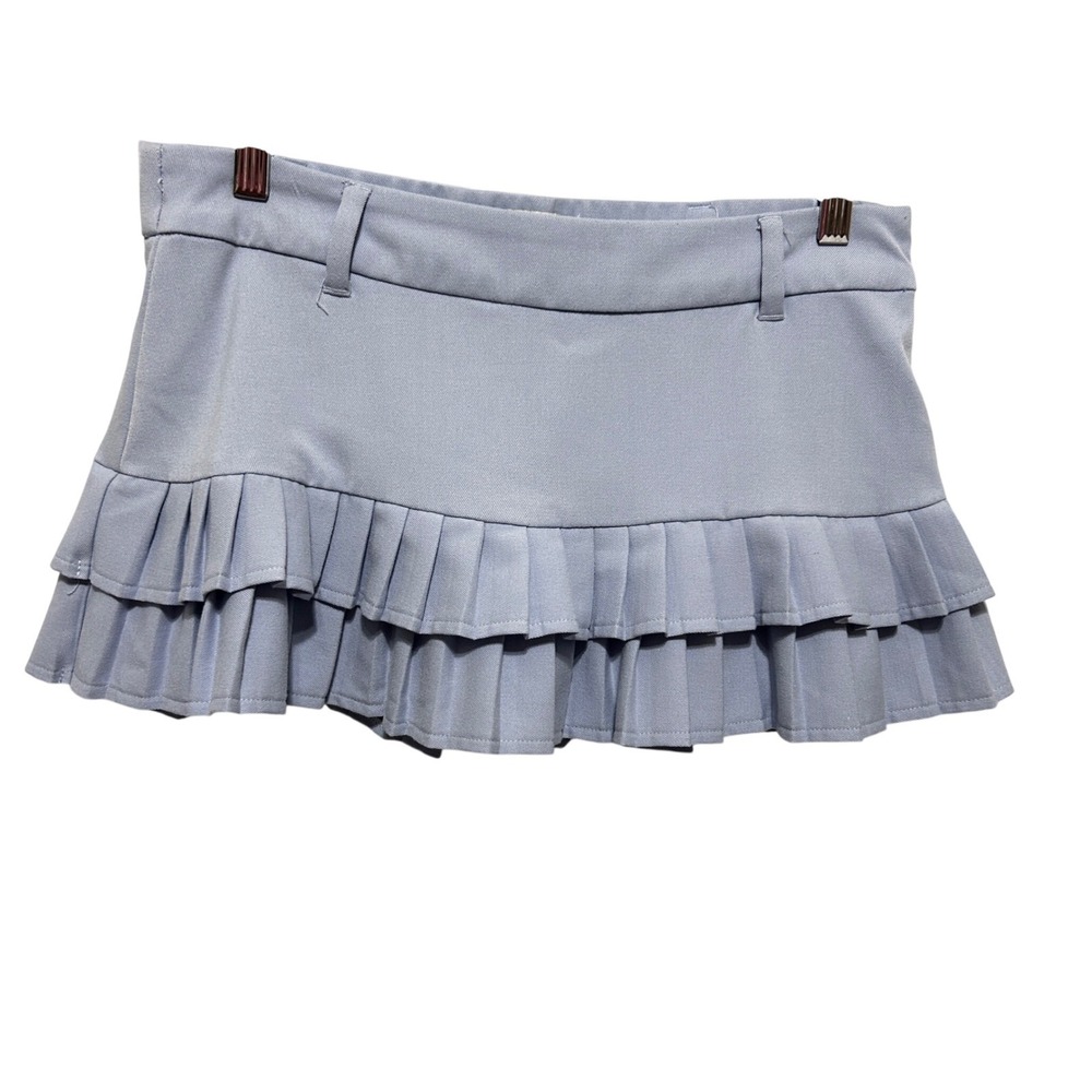 Hollister Women Coquette Preppy Ruffle Mini Skort S Light Blue TieredPleated Y2K